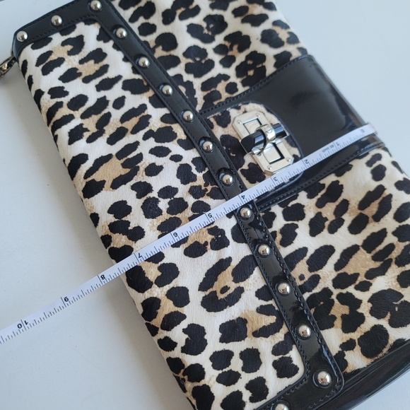White House Black Market Leopard Cheetah Calf Hair Leather Shoulder Clutch Bag - Picture 12 of 12